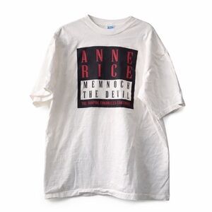 Vintage, Anne Rice Memnoch the Devil Graphic T-Shirt with Red and Black Design.